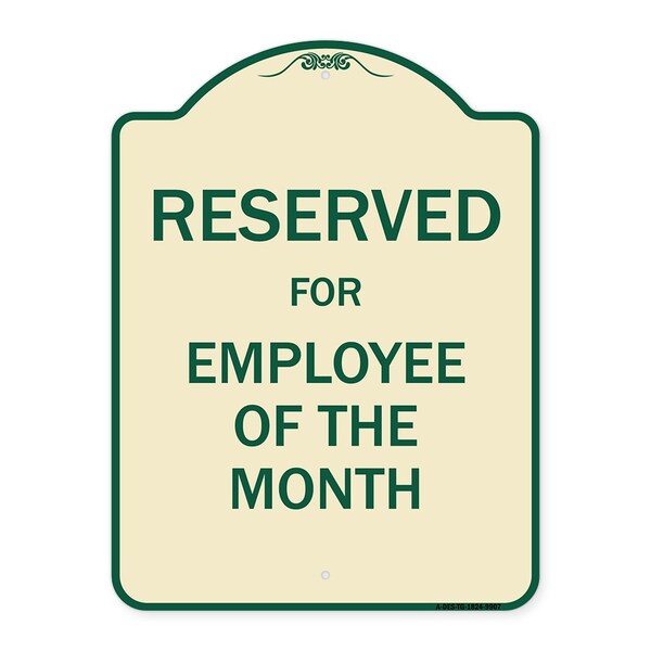 Designer Series-Reserved For Employee Of Month Tan & Green Heavy-Gauge Alum, 24" x 18", TG-1824-9907